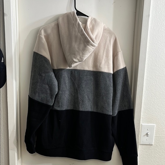 Black Scale Men's Colorblock Hoodie - Cream, Gray, and Black - Picture 2 of 6